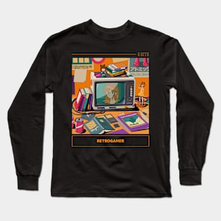 Japanese Retro Gamer Cool Gamer Geek Gamer Gamer Decorations Anime Vintage Retro Classic Long Sleeve T-Shirt